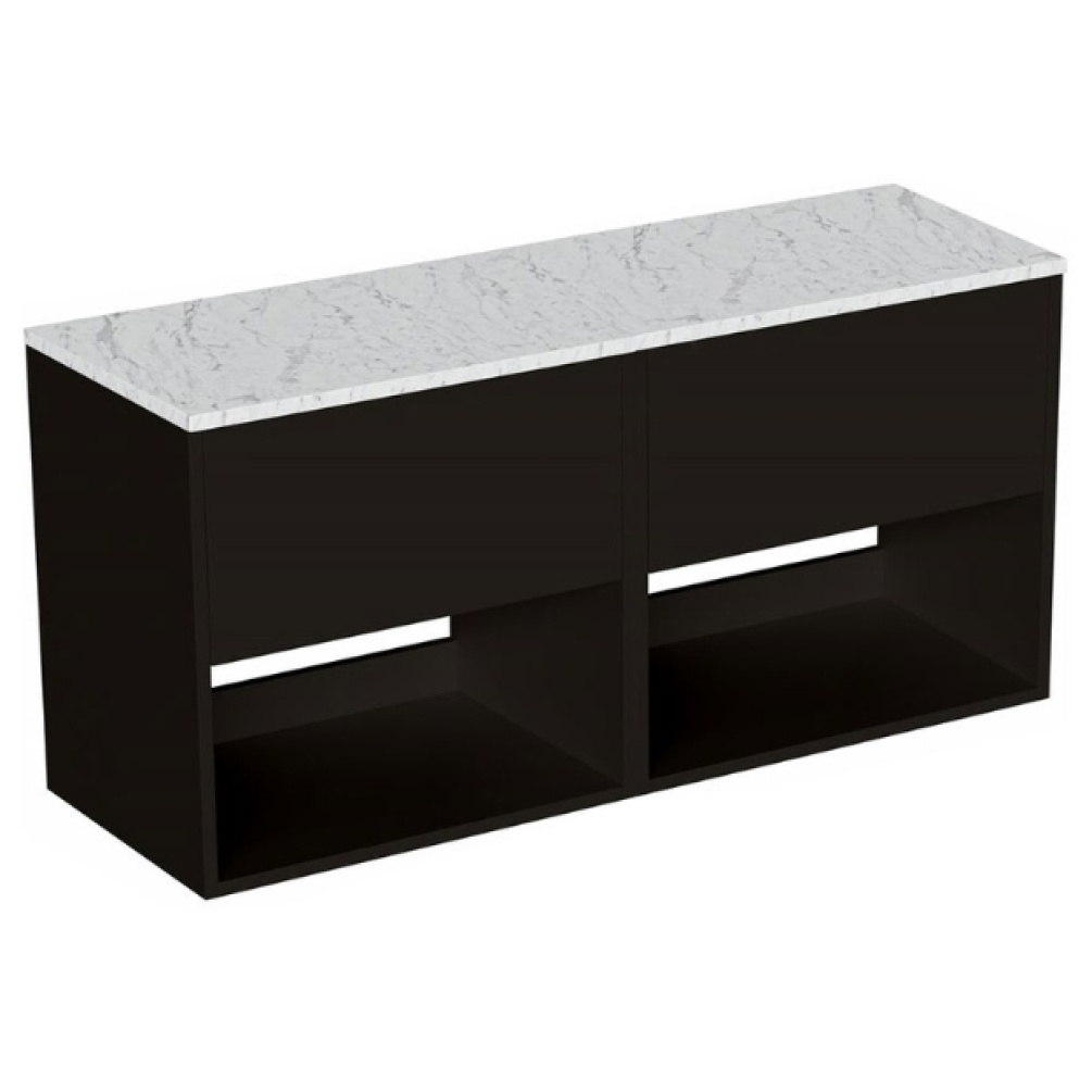 Cut out image of the Britton Hackney Matt Black 1200mm Double Wall Hung Vanity Unit & Worktop